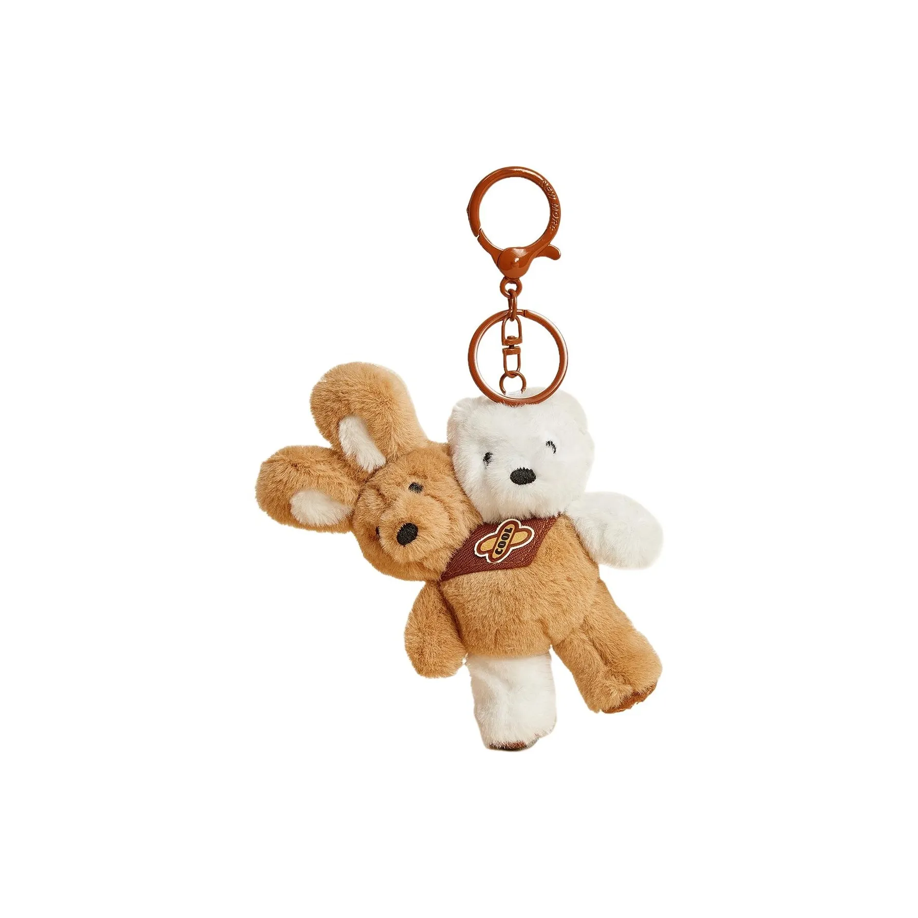 X3COMMUNE Милый Двойная головка Молочно-чайный Медвежонок Кролик Bag Charm Куклы Плюшевый Подвеска 13 см Высота