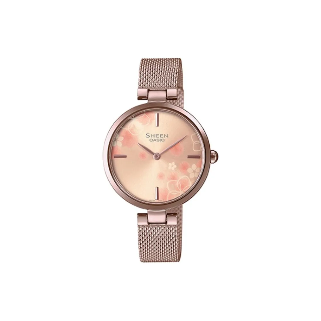 CASIO SHEEN Collection Япония Культура Коробка Peach Blossom Кварцевый механизм Часы Женские Золотистый циферблат