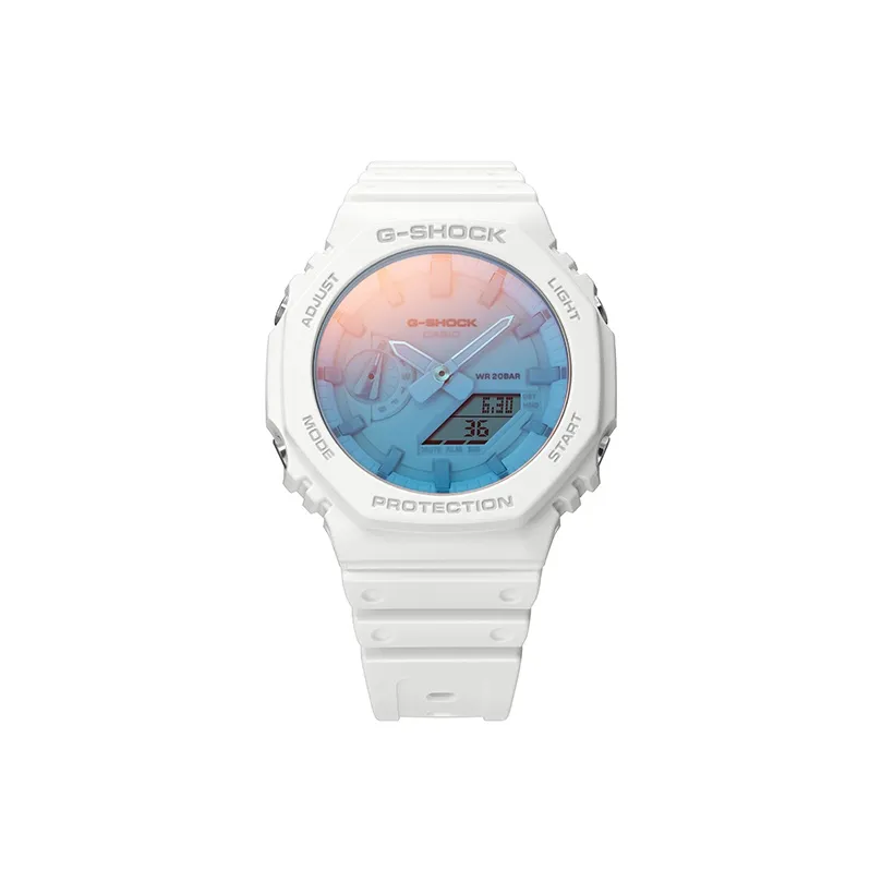 CASIO Ослепительный цвет Октагоральный Градиентный Кварцевый Механизм Смольный Ремешок Часы Унисекс Многоцветный Циферблат часов