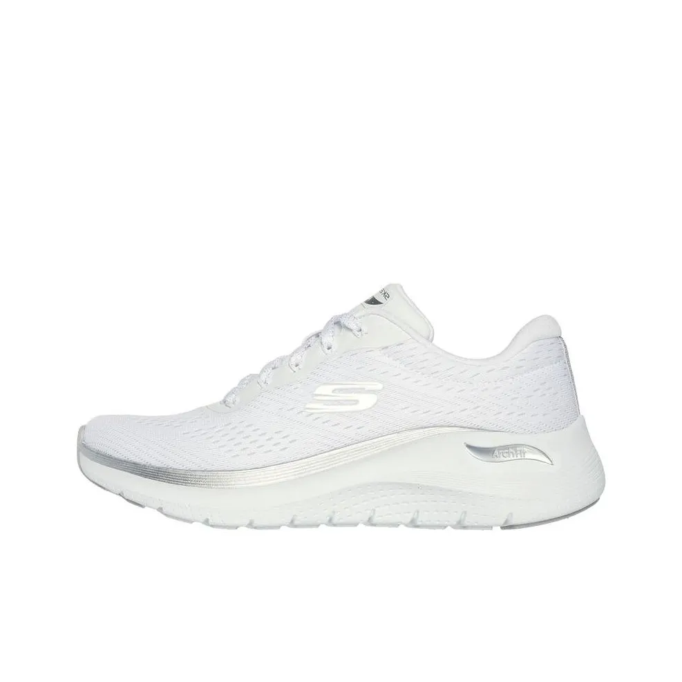 Skechers ARCH FIT 2.0 Slip Resistant And Abrasion Resistant Support Low Top Running Shoes Women's White Silver