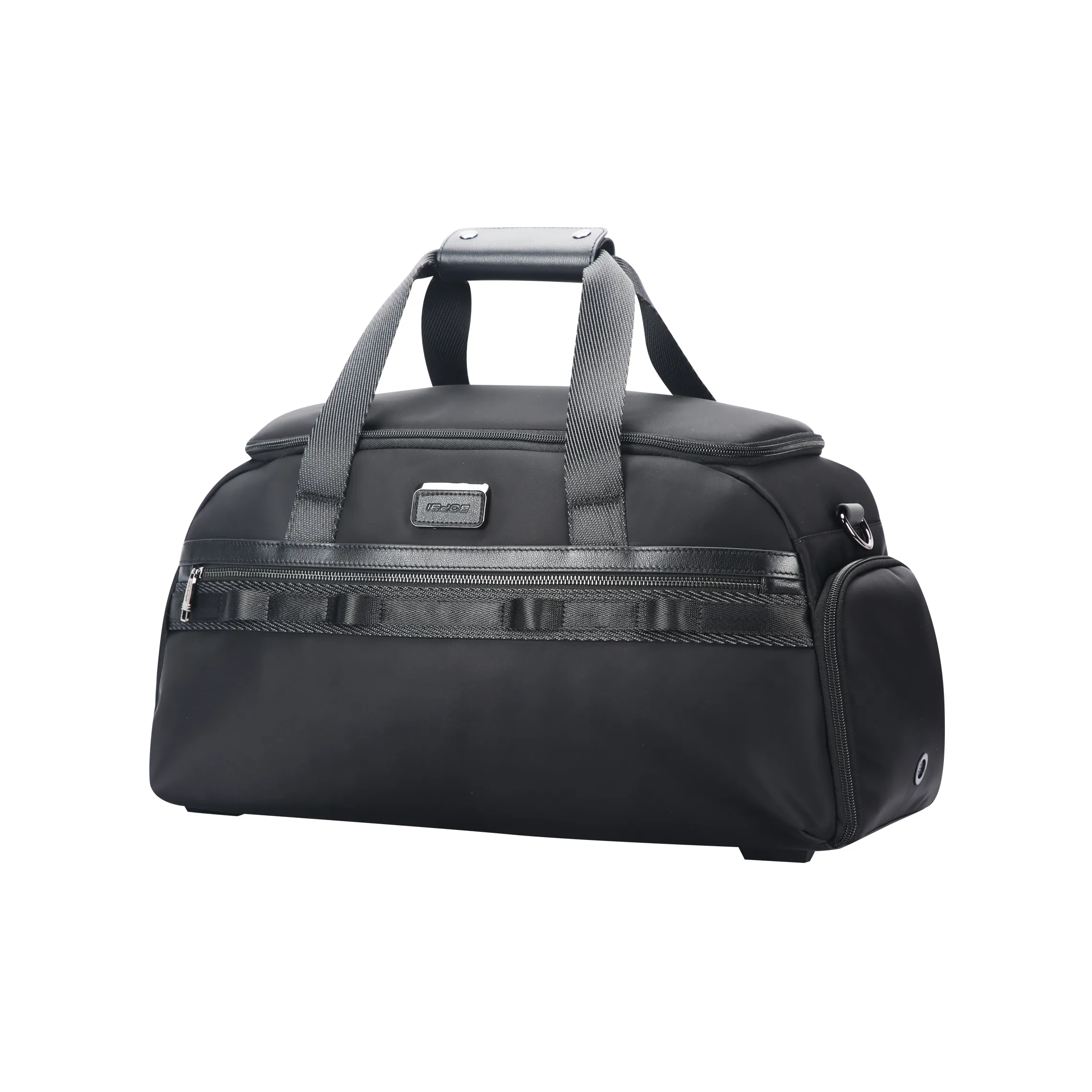 BOPAI Fabric With Microfiber Luggage Bag Gym Bag Travel Bag Large Size Unisex Black/Gray & Black