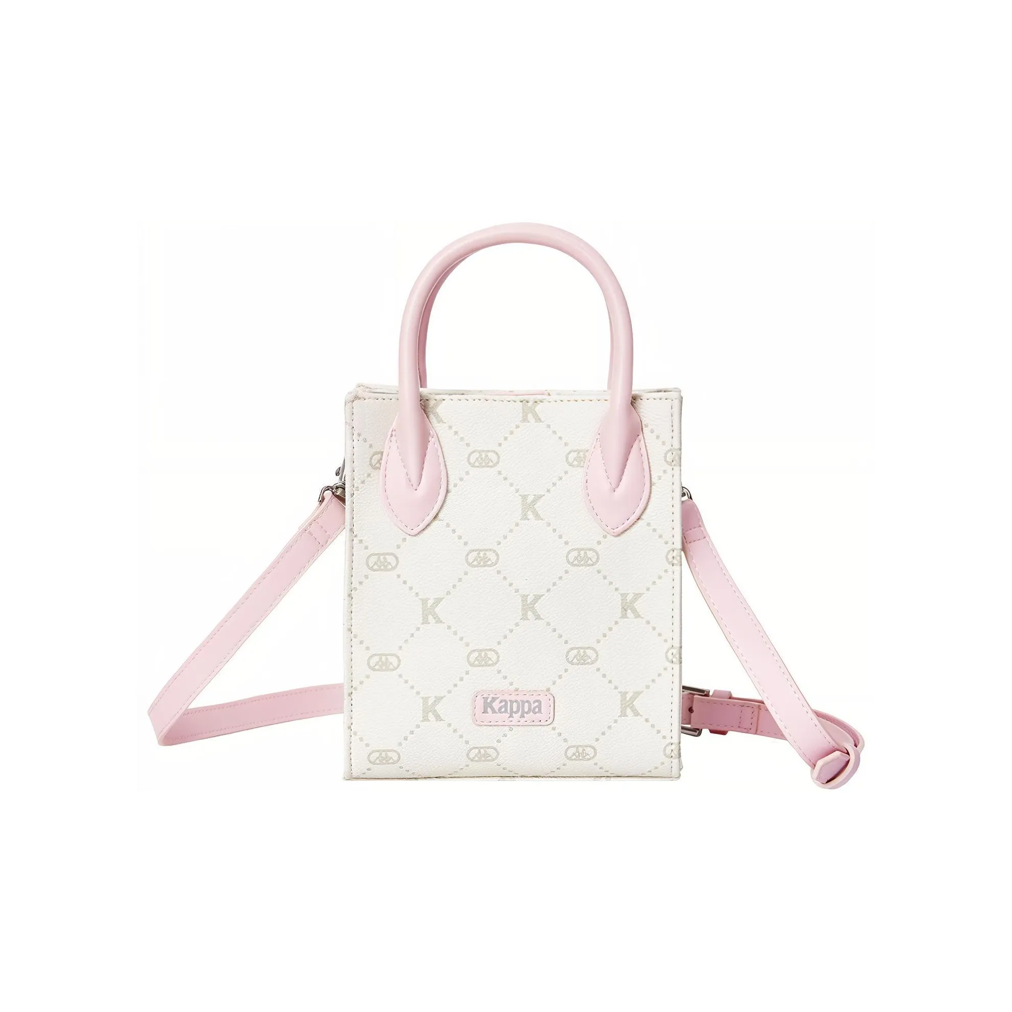 Kappa Matte Leather Handbag, Shoulder Bag, Commuter Vertical Crossbody Bag Trumpets Women's Strawberry Milkshake Pink