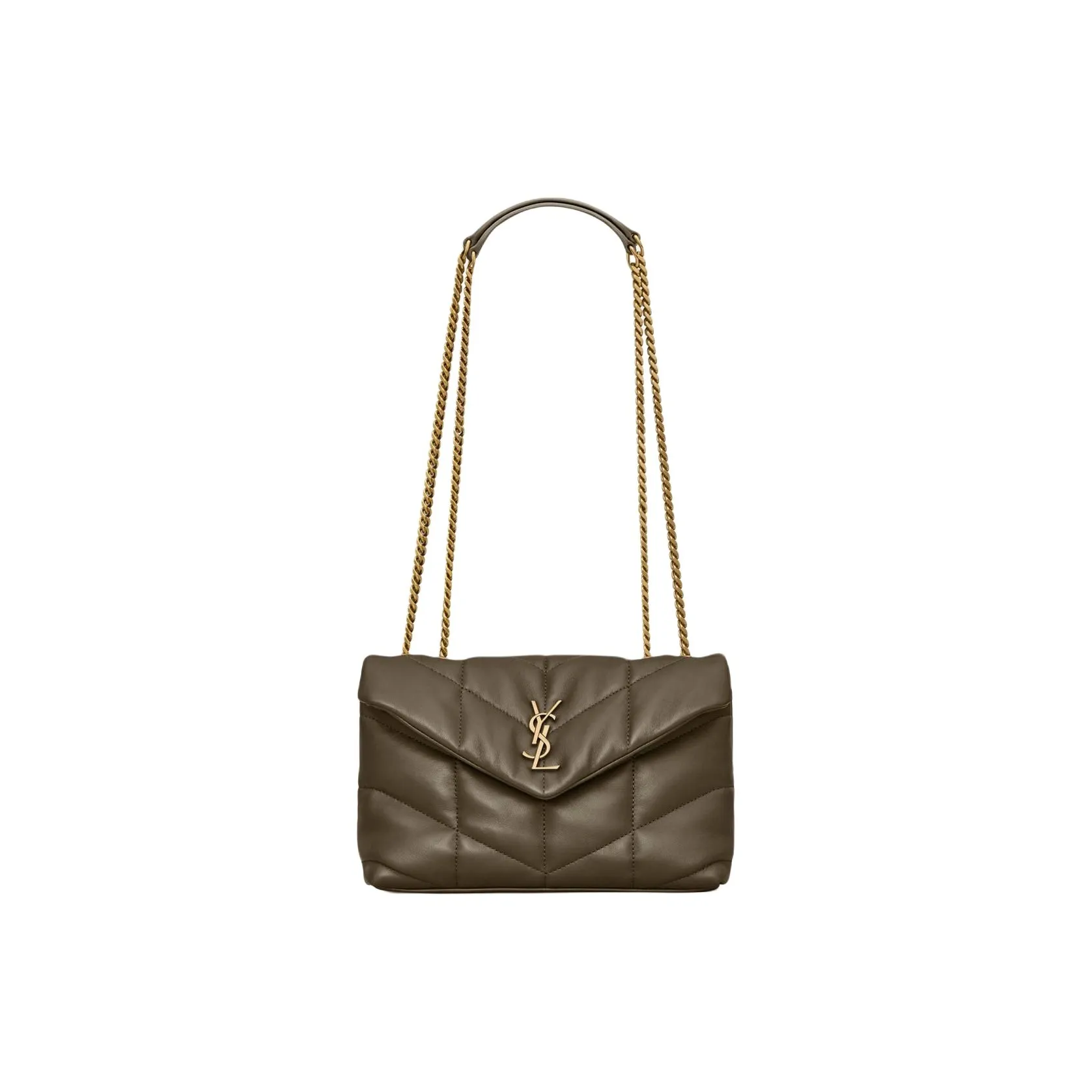 SAINT LAURENT PUFFER Sheepskin Portable Crossbody Bag, Shoulder Bag Mini Women's Light Musk