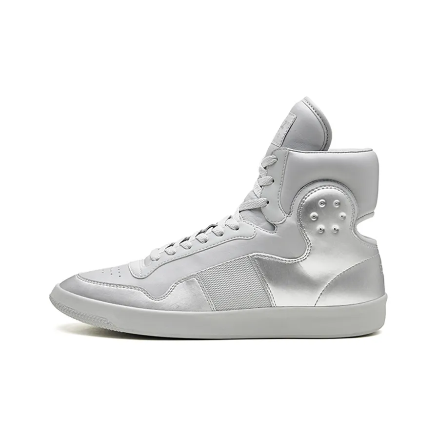 EQLZ EQUALIZER 1970 Lightweight High Top Vintage Basketball Shoes Unisex Liquid Silver