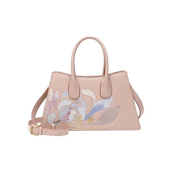 Ancient Yi Xi Коровья кожа Розовый Mom Cheongsam Через плечо Одно плечо Сумка Средний Женские Персик Ветка Розовый