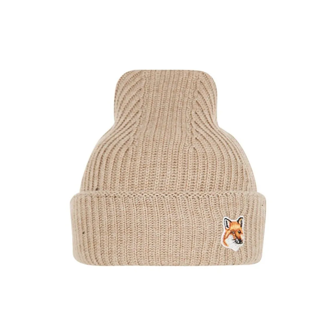 Maison Kitsune Wool Beanies Unisex Khaki