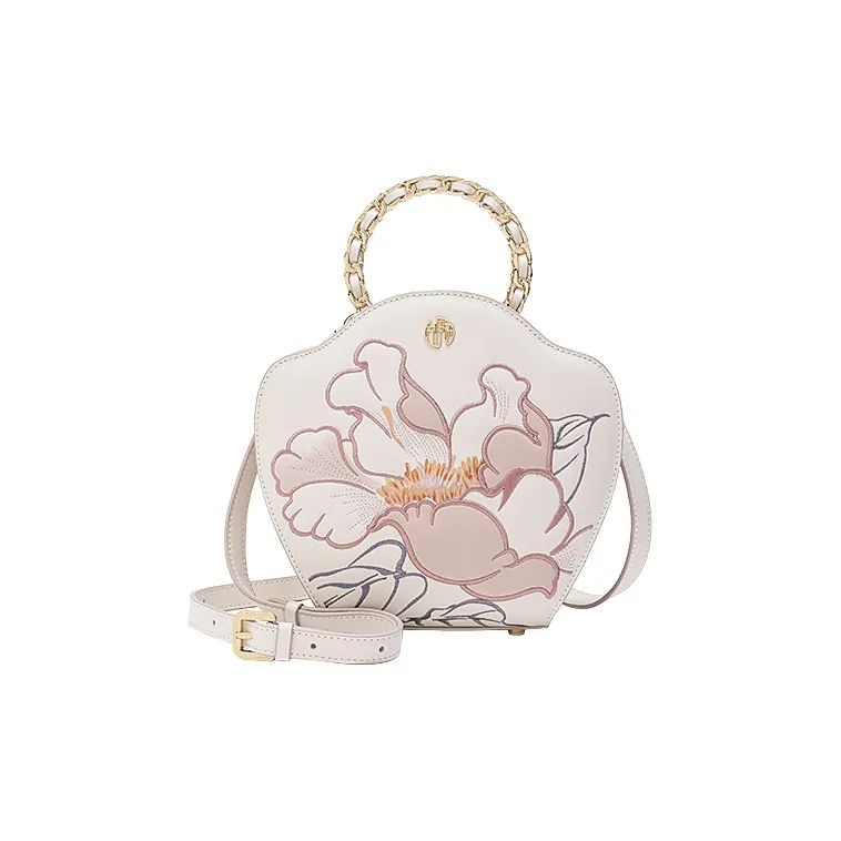 Ancient Yi Xi Коровья кожа Чонсам Одно плечо Ручная сумка Сумка через плечо Женская Жемчужно-серый