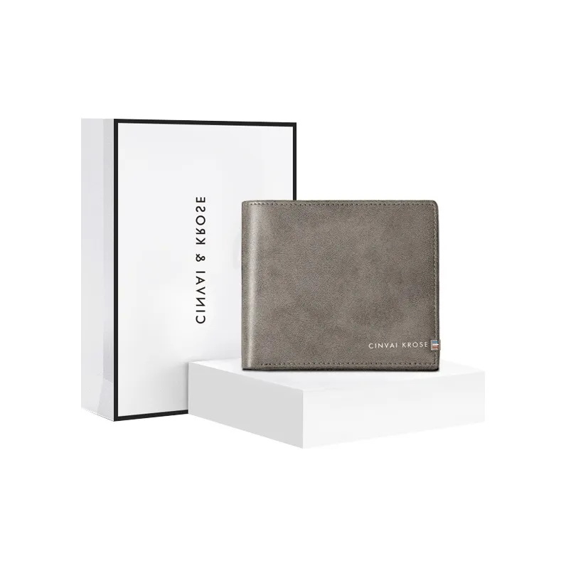 Simvay Clos Synthetic Leather Coin Purse Handheld ID Holder Money Clip Card Holder Regular Men's Gray