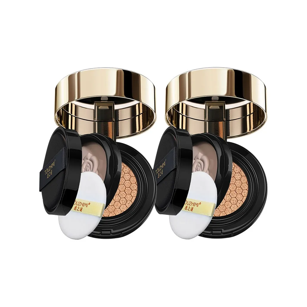 TOUZHIMI Двойной слой Air Cushion Пудра 2 в 1 Жидкость Основание Контроль жирности Естественный Долговечный Увлажнение
