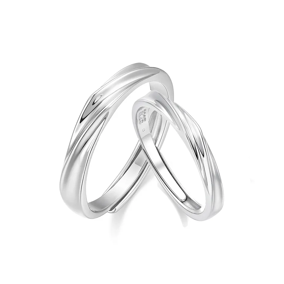 KADER 925 Sterling Silver Rings Unisex Silver White, Box Good Luck