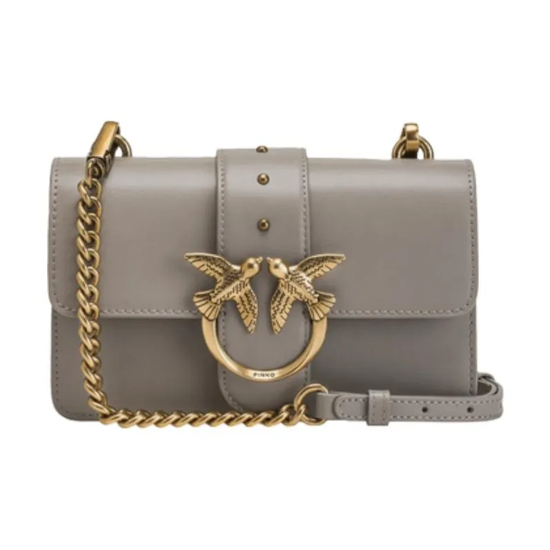 PINKO Сумка через плечо из коровьей кожи Mini Женская Серого цвета