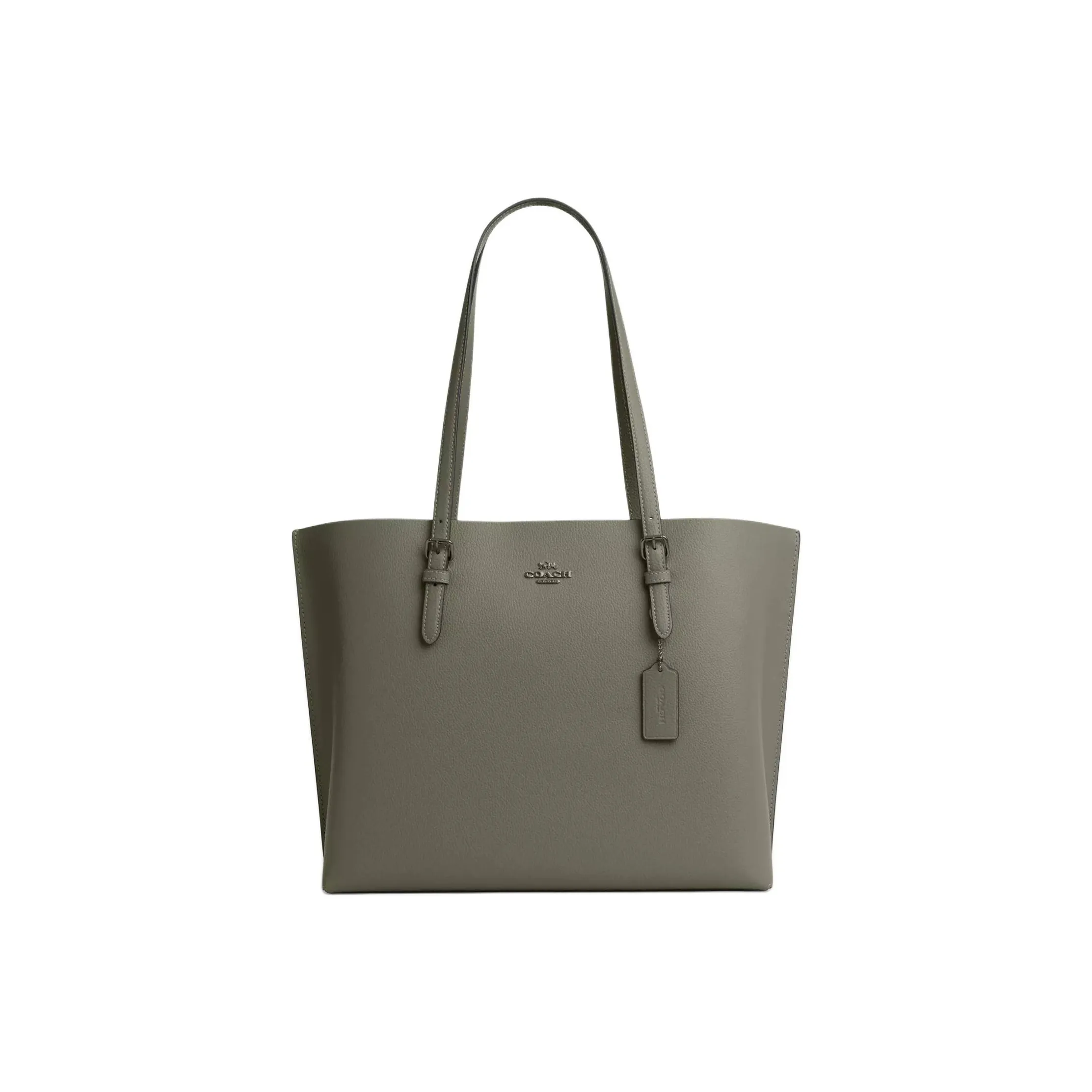 COACH Mollie Pebble Leather Tote Bag, Shopping Bag, Shoulder Bag, Handbag Tubas Women's Army Green