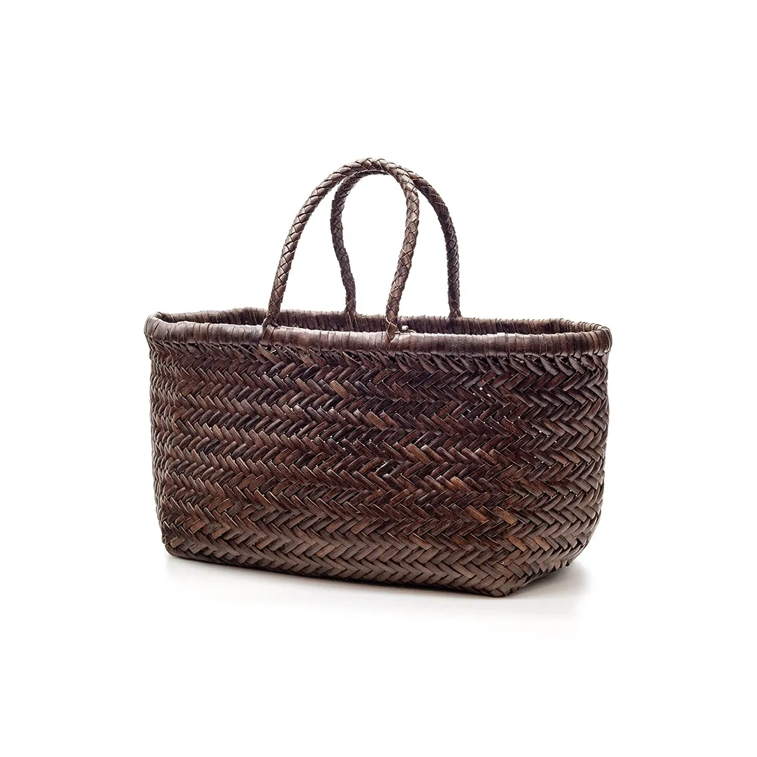 Dragon Diffusion Cow Leather Handbag Small Unisex Coffee/Gold Brown/White