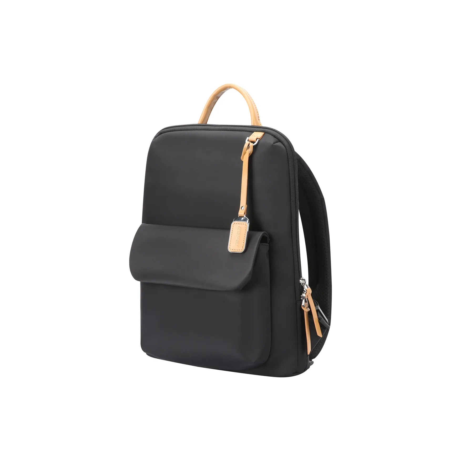 BOPAI Cow Leather Student Backpack Backpack 14 Inch Computer Backpack Regular Women's Black/Pink