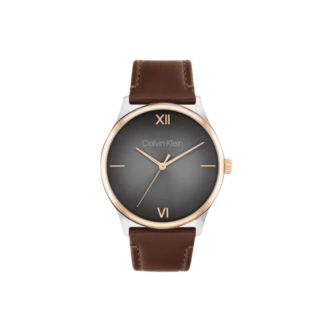 CALVIN KLEIN Европейские и Американские Часы Кварцевый механизм 43 мм Коричневый циферблат Часы Мужские