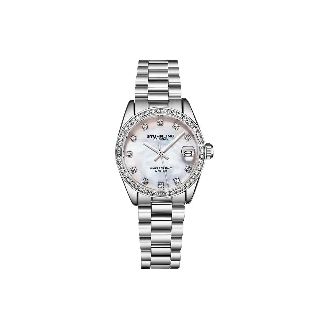 STUHRLING Schutzling Diamond Inlaid Shell Dial Watch для женщин Наручные часы Кварцевый механизм