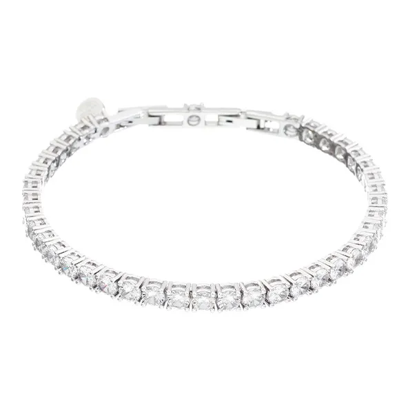 CHIARA FERRAGNI Zircon, Rhinestones, 18K Gold Plating Italian Luxury Bangle, Jewelry Unisex Silver