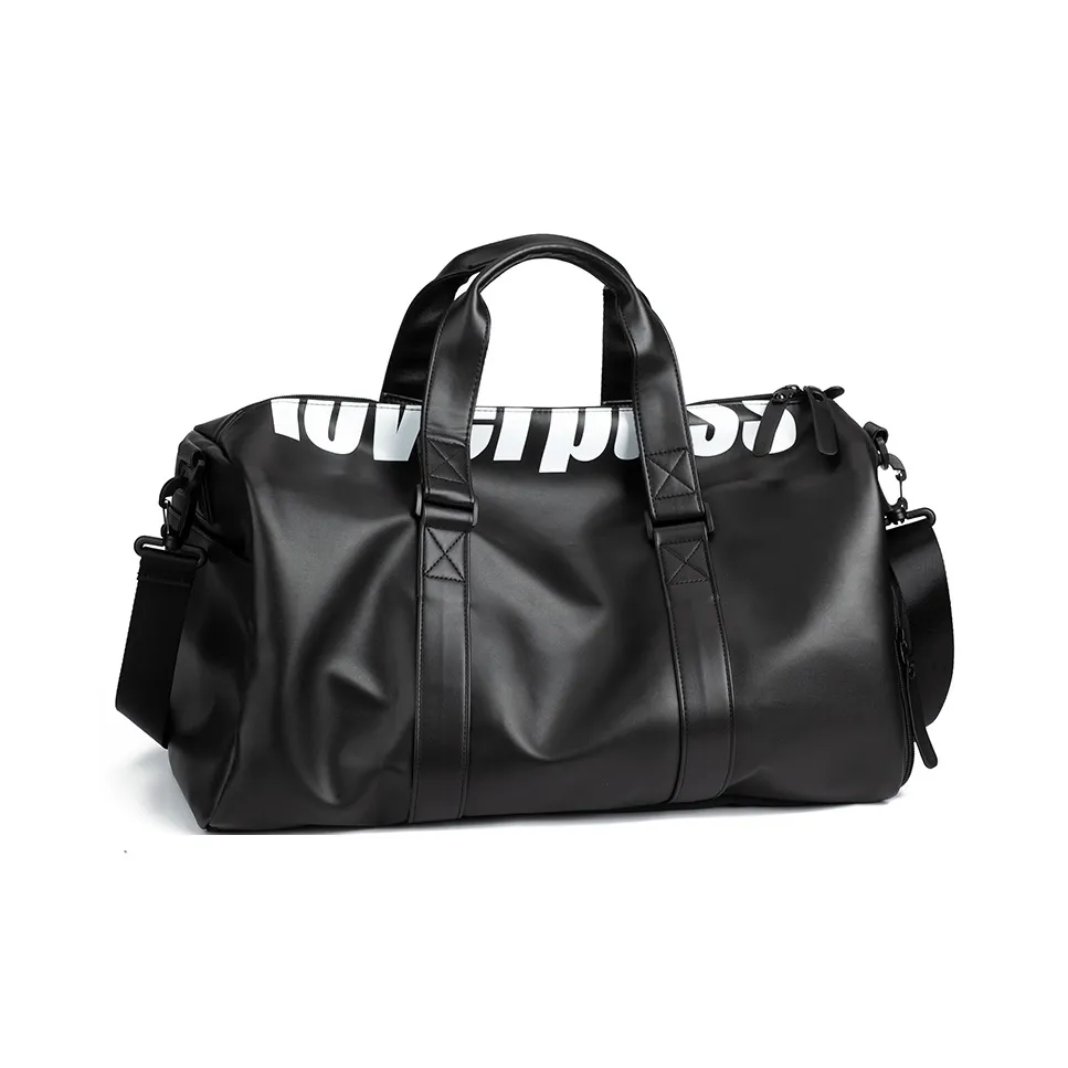 LOVERPUSS Polyurethane Crossbody Bag, Travel Bag, Gym Bag Small Size Unisex Cool Black