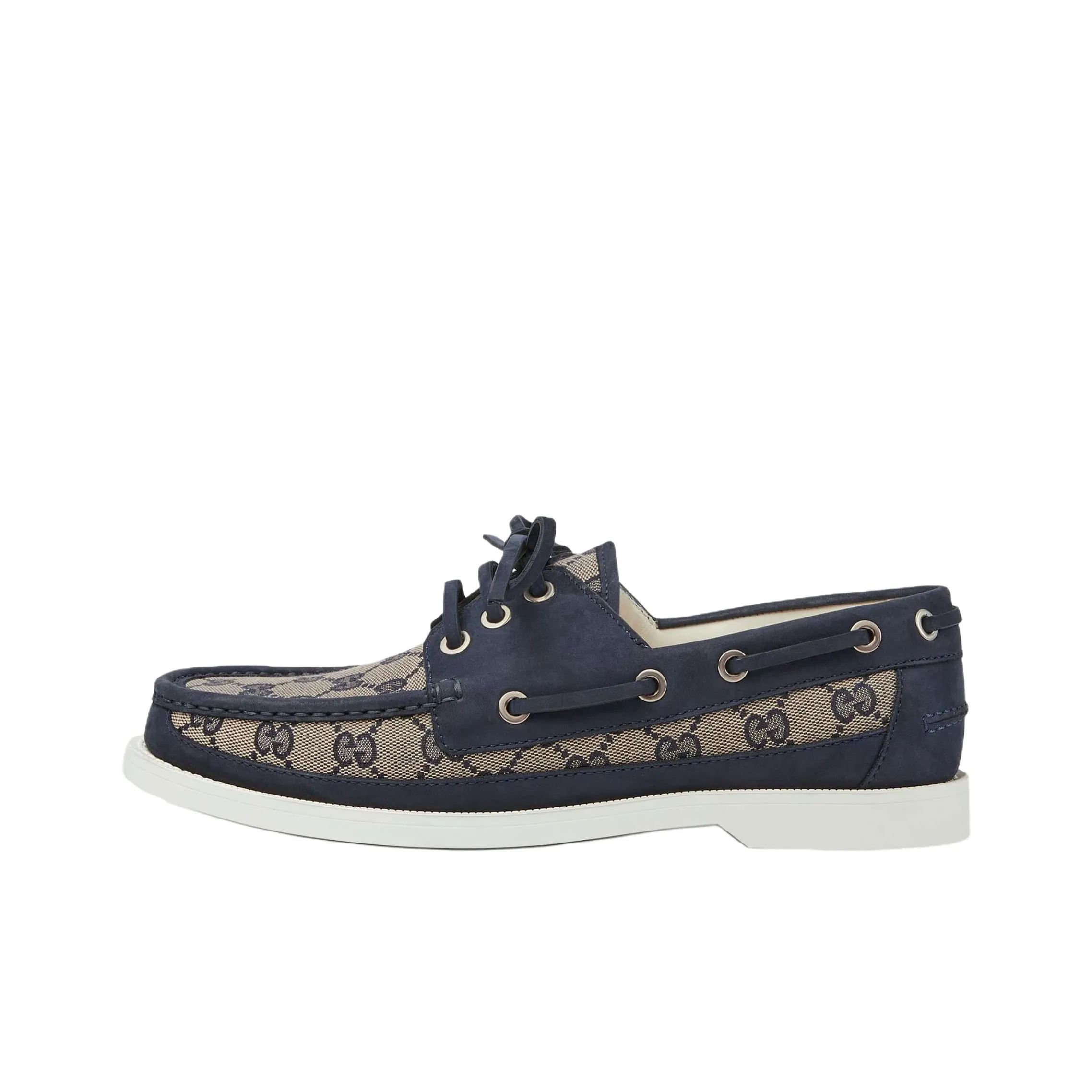 GUCCI Lace Up Loafer 'GG Canvas   Beige Blue'