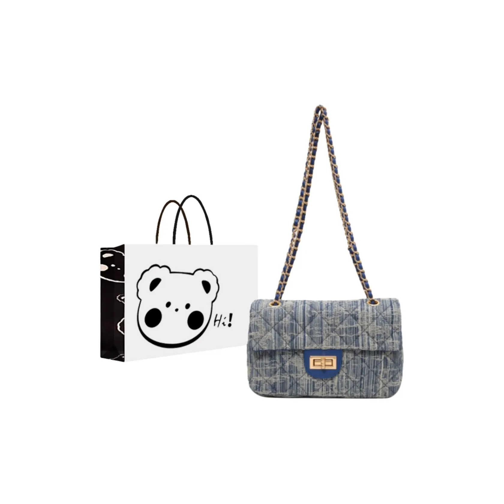 NX DOUGHNUT Denim Crossbody Bag Regular Women's Dark Blue/Light Blue