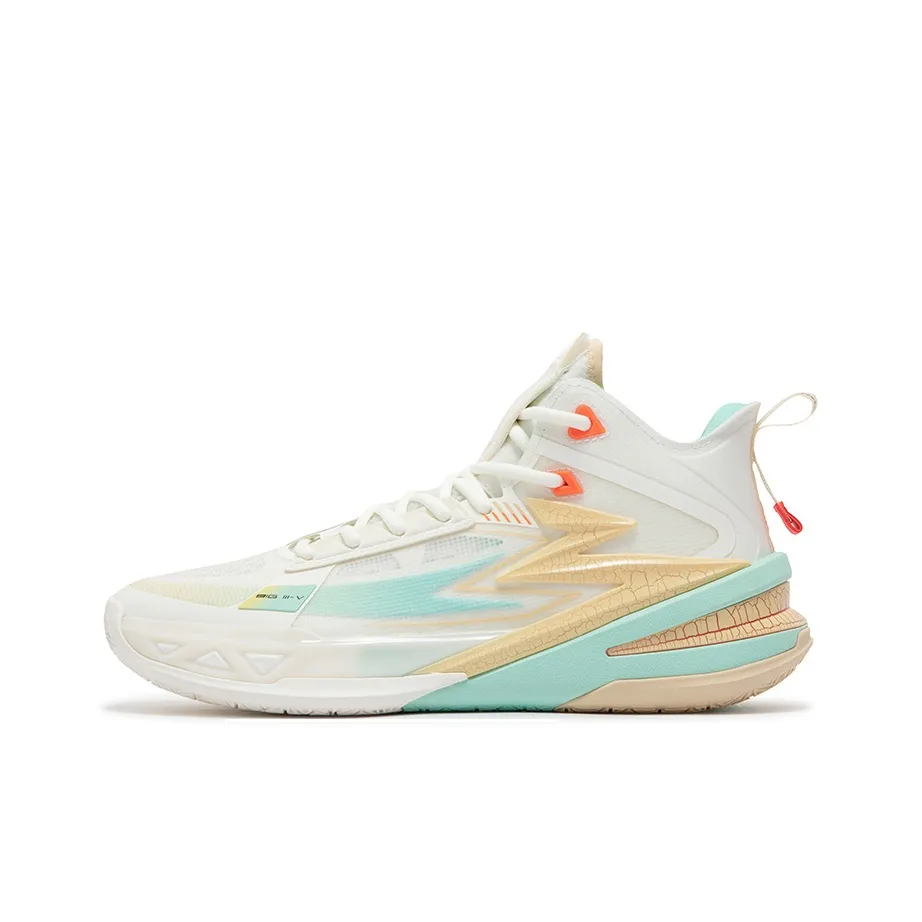 361° BIG3 5.0 Pro PE Basketball Shoes Men's Mid Top Feather White/Sea Wave Blue