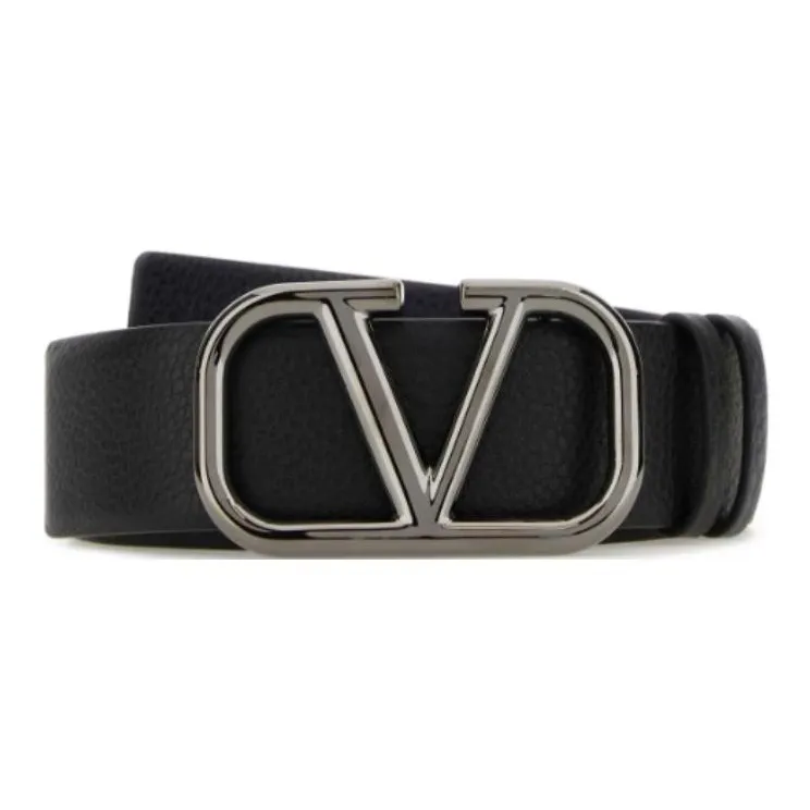 Valentino   Leather Belts Men's Black 4CM