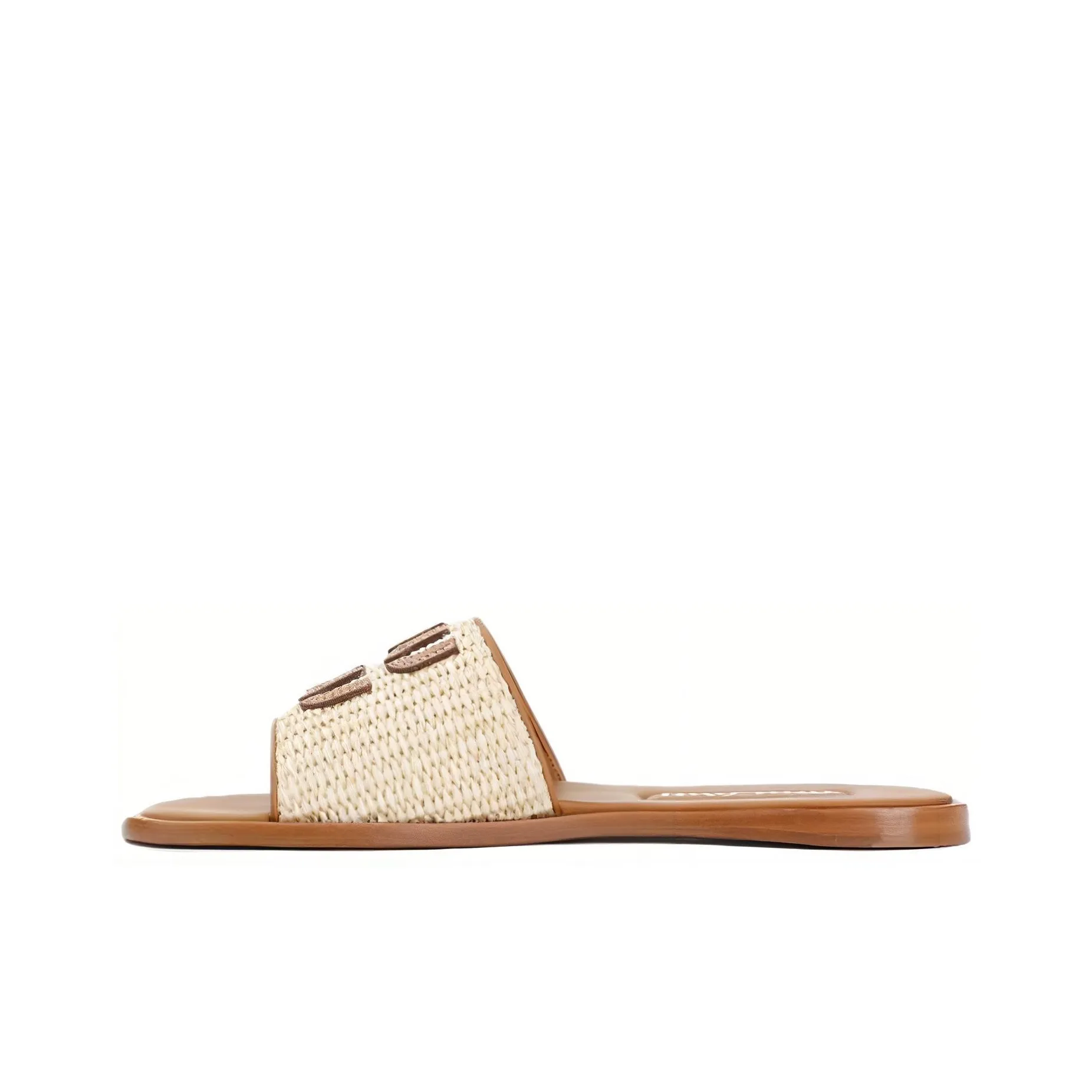 MIU MIU Logo patch Raffia Slides