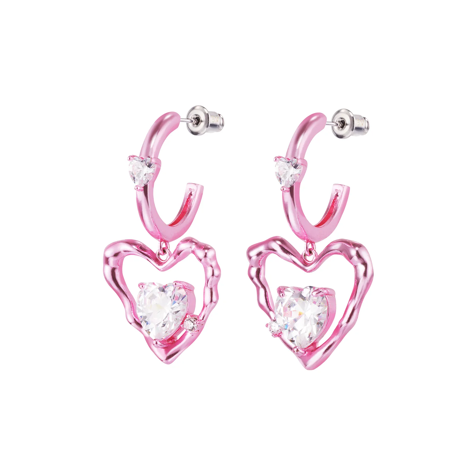 NothingButMini Серьги с цирконием медное покрытие белый золото женские