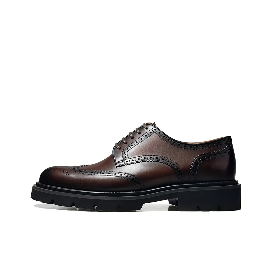 THOM WILLS Brogues Business Casual Derby Shoes Dress Shoes Men
s Dark Brown Polished
