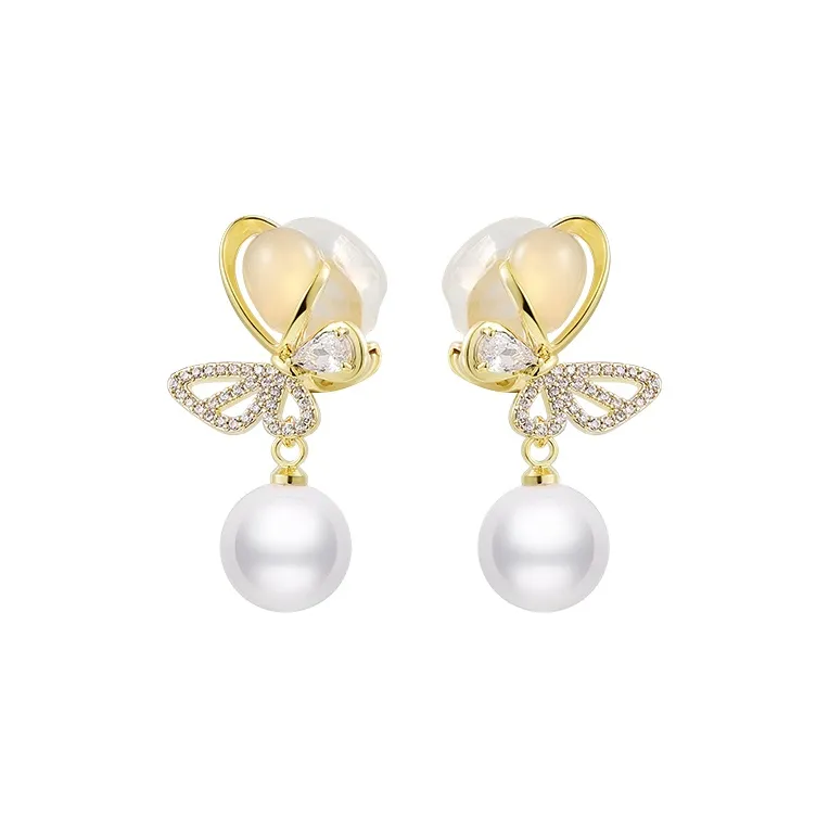 CAROMAY Медный сплав Нижняя заколка Серьги On Женские Шампанское золото