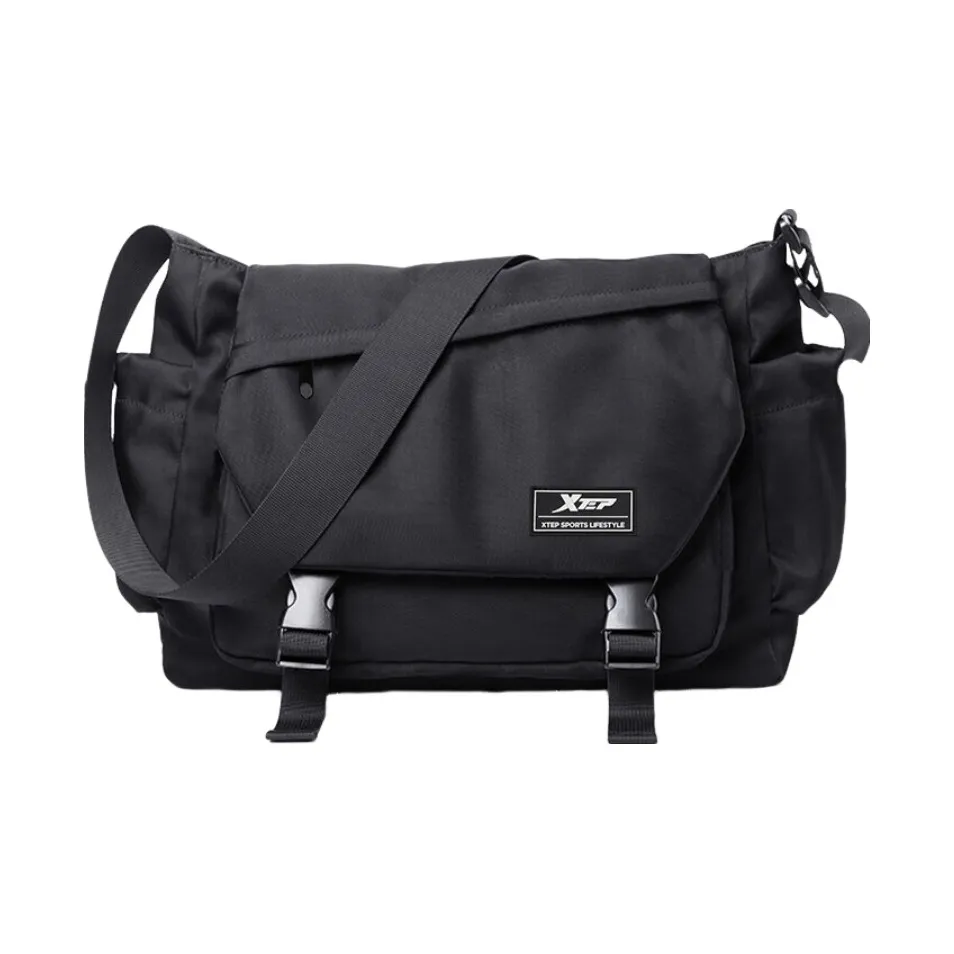 XTEP Химическое волокно Курьерская сумка Сумка через плечо Большая Унисекс Черный Экрю