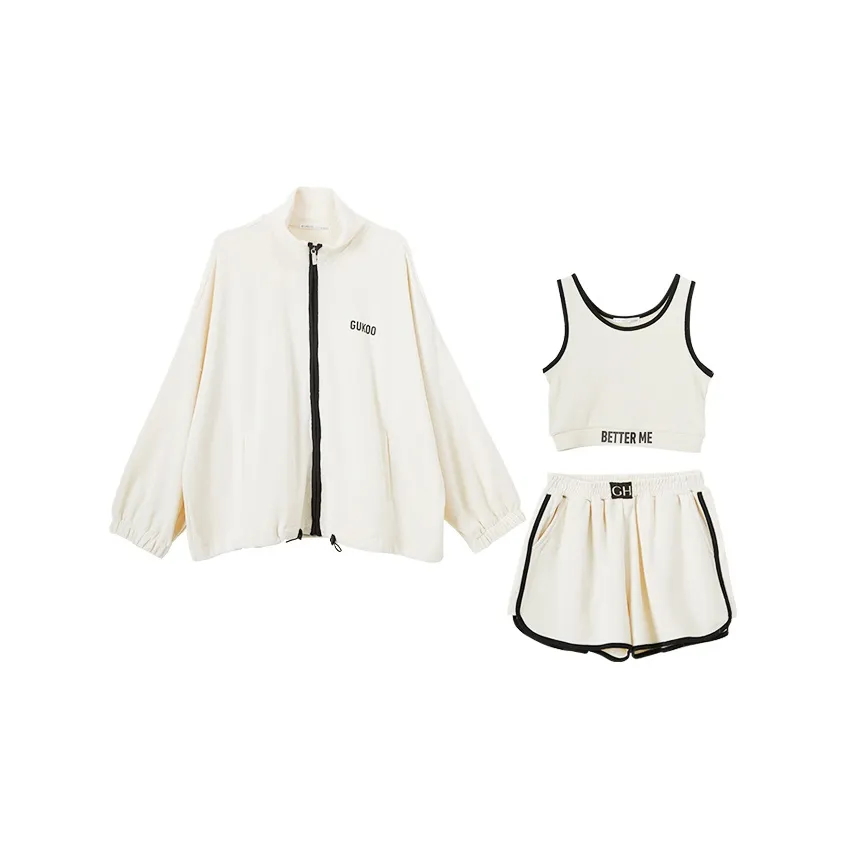 GUKOO Pajama Set Women's Three Piece Set Oat