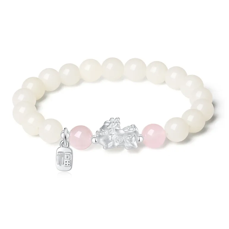 JINGCHENGGOU White Jade Bodhi Beaded Bracelet Girlfriend Unisex