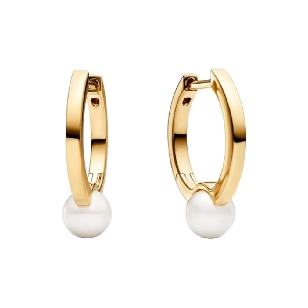 Pandora Metal Mixture Earrings Women's White