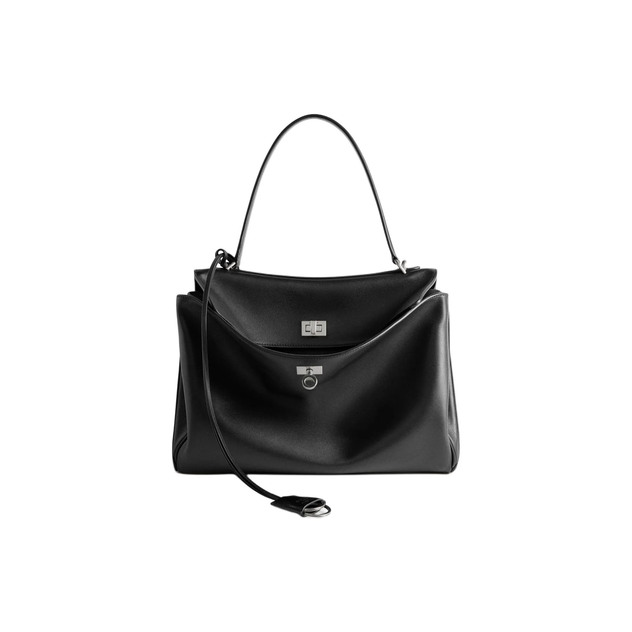 Balenciaga Smooth Calf Leather Shoulder Bag Crossbody Bag Handbag Medium Size Women's Black