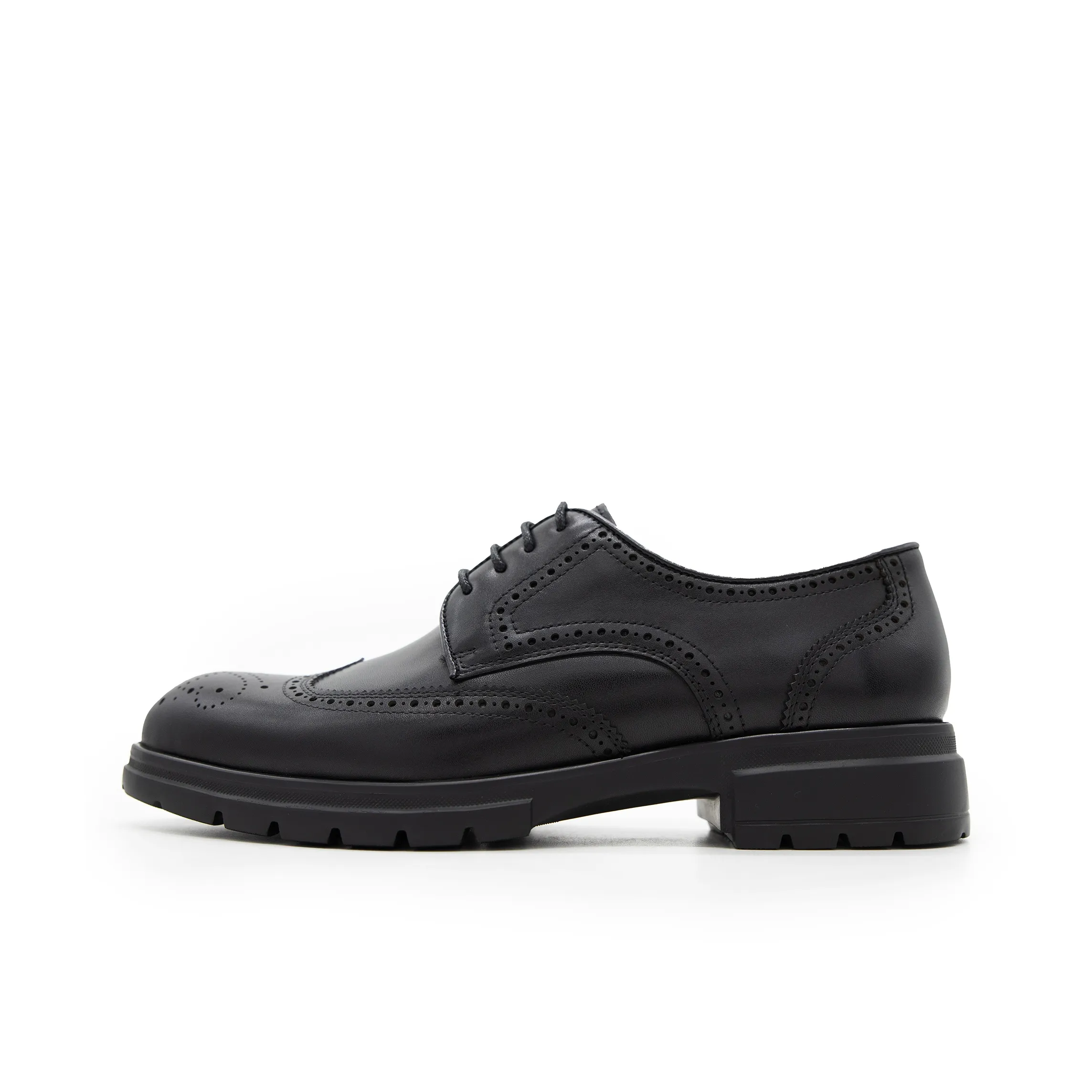 Satchi Dress Shoes With Brogue Platform Leather Men's Black