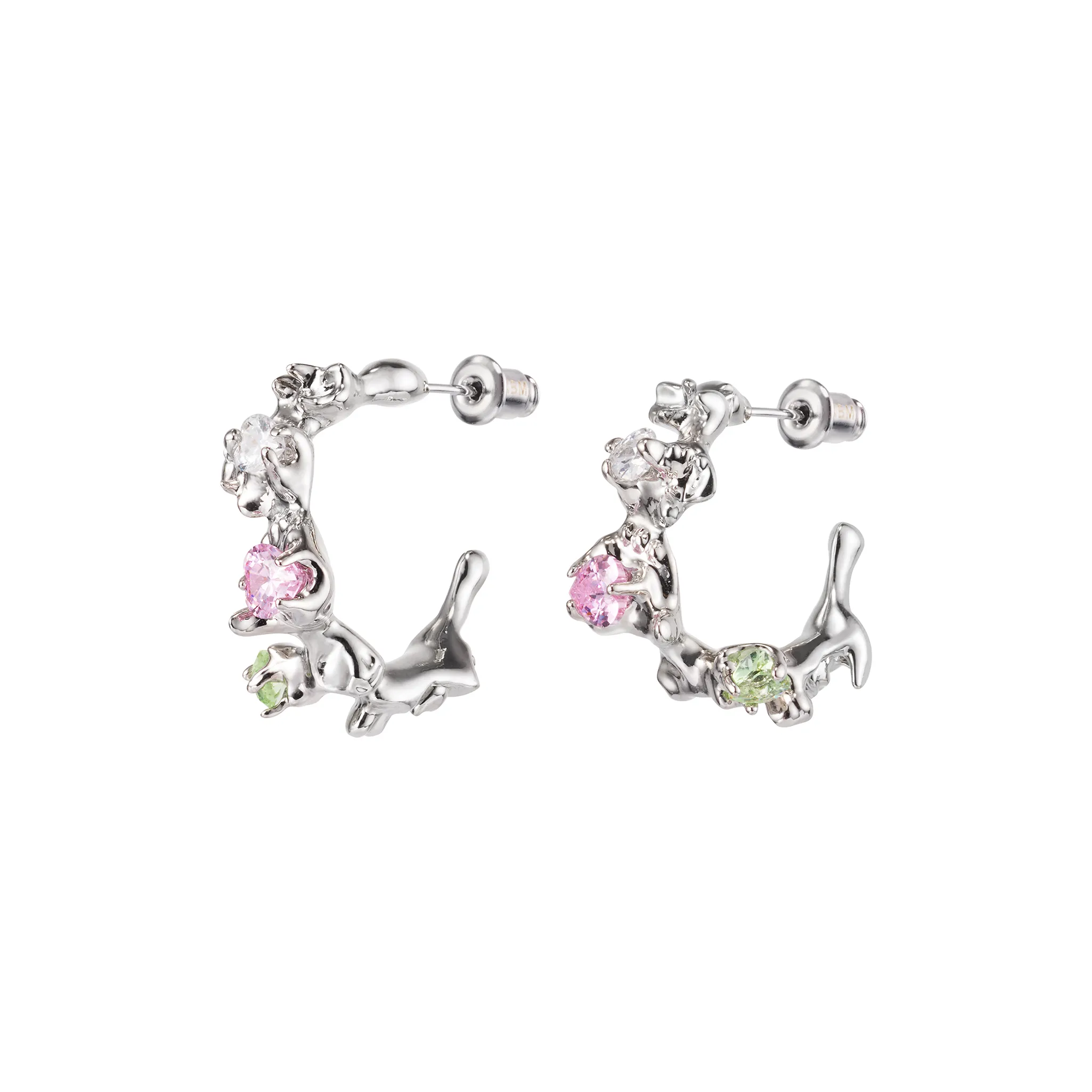 NothingButMini Серьги с цирконием медное покрытие белый золото женские