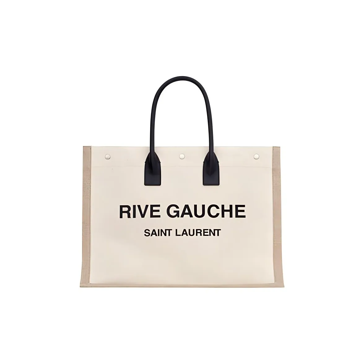 SAINT LAURENT Canvas With Leather Canvas Bag, Tote Bag, Shopping Bag, Handbag Unisex Ecru/Black