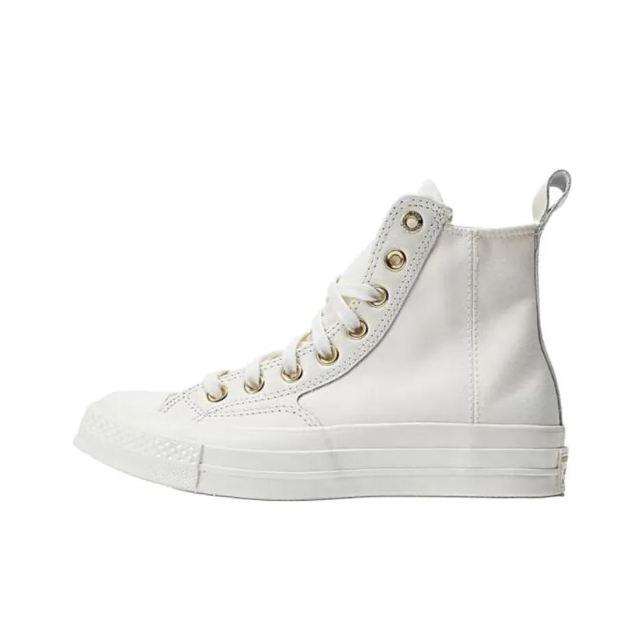 Converse Chuck Taylor All Star Non slip Lightweight High Top Skateboard Shoes Unisex White Gold