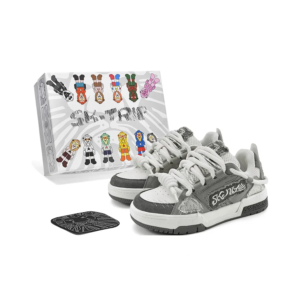 SK.TRIP Height Increasing Wear Resistant Low Top Skateboard Shoes Unisex Phantom Gray