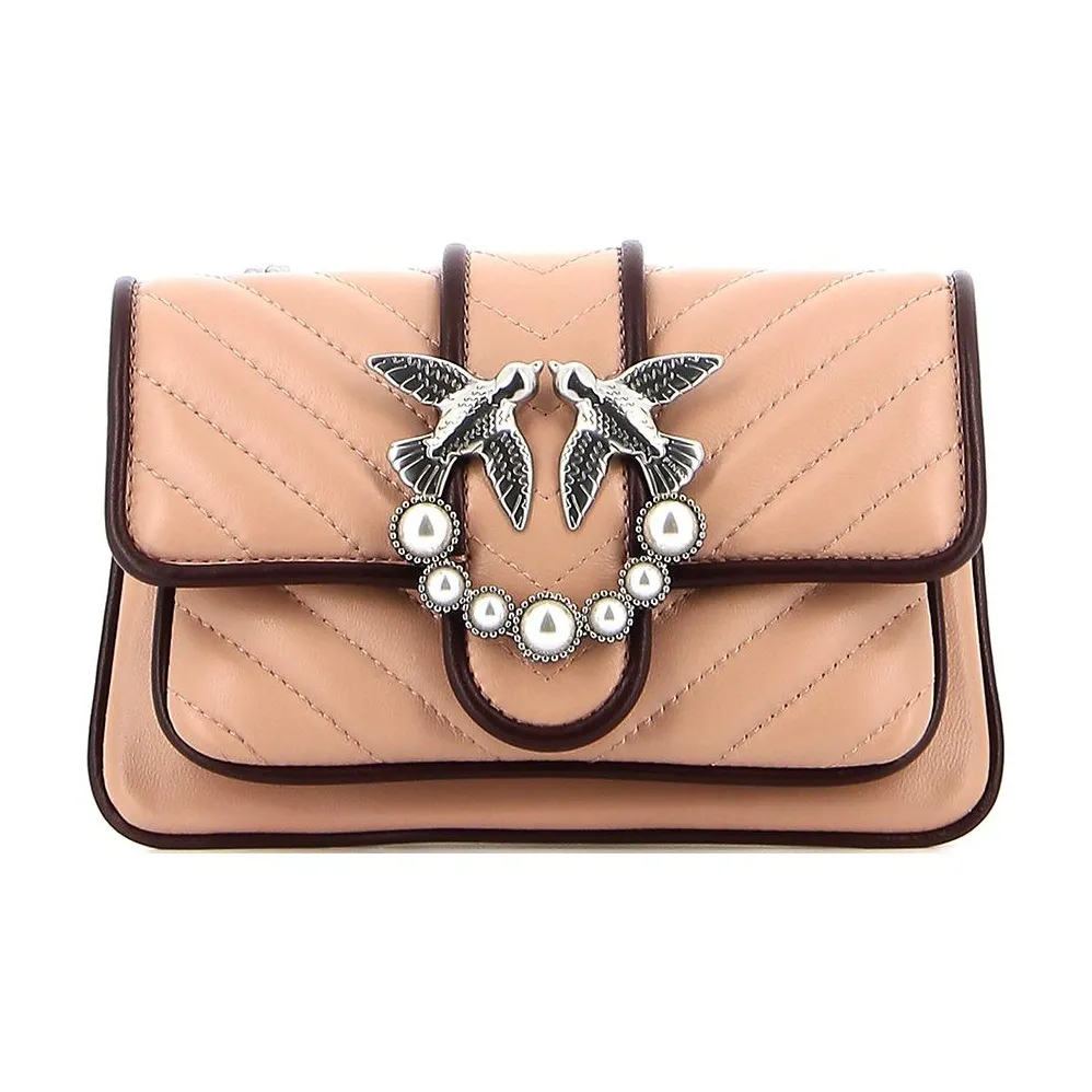 PINKO SIMPLY Sheepskin Chain Bag, Crossbody Bag, Shoulder Bag Trumpets Women's Pink