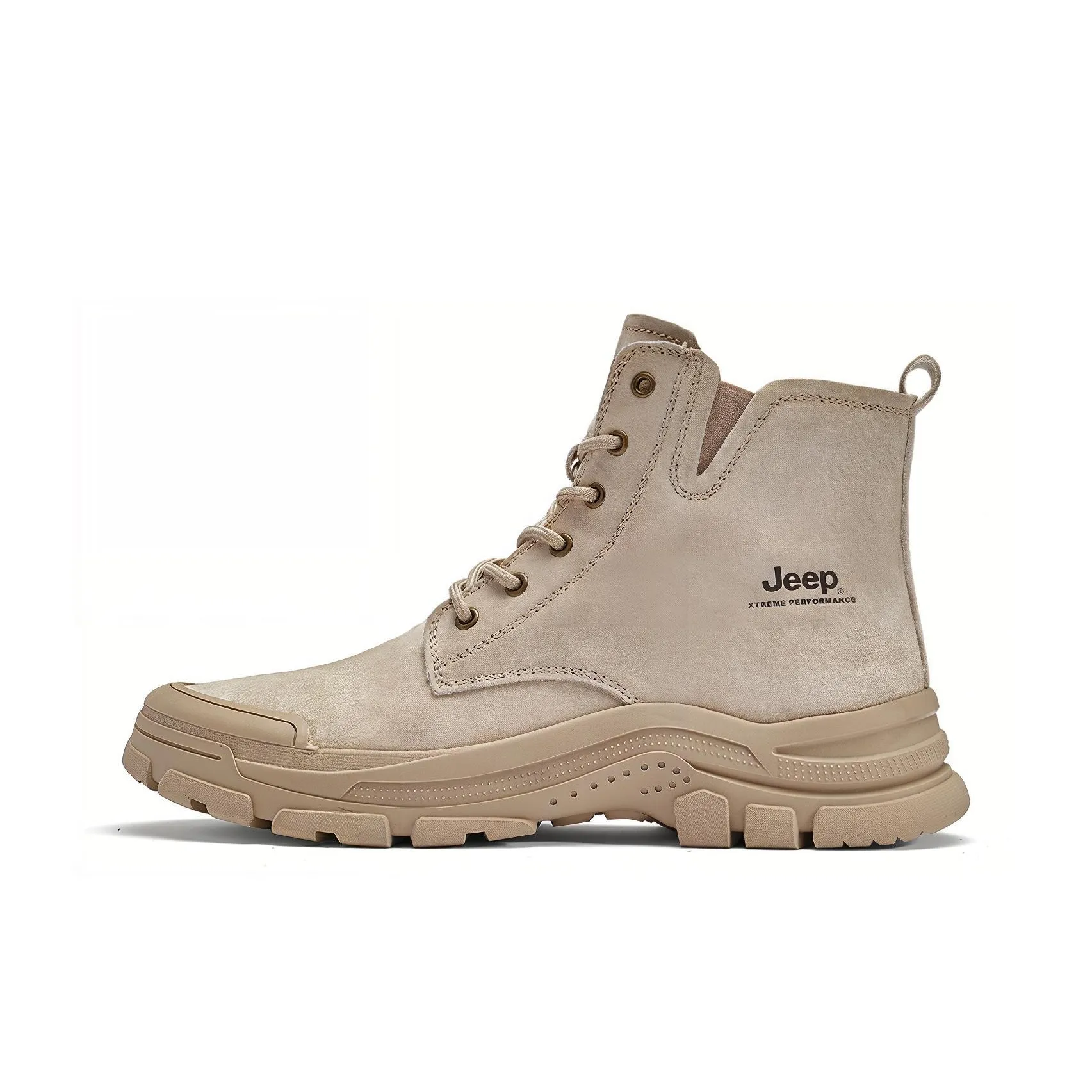 Jeep Short Martin Boot Medium Heel Unisex Oat