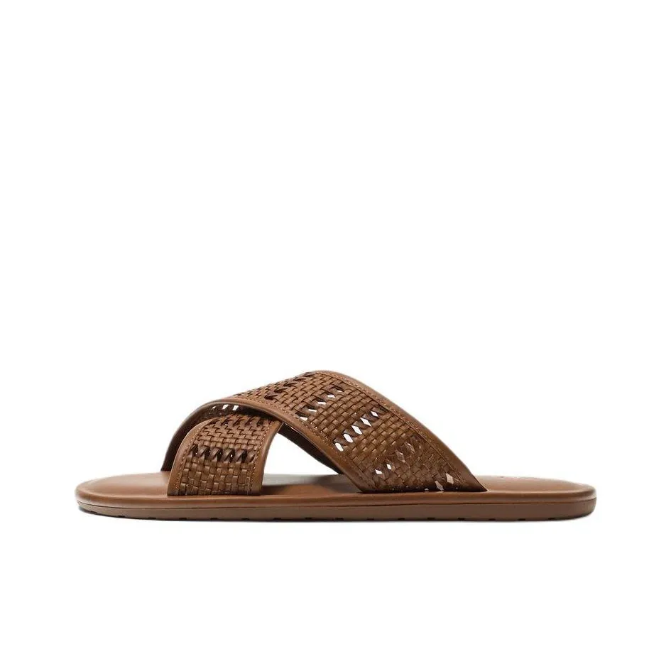 ZARA Abrasion-Resistant Slide Slippers Men's Brown