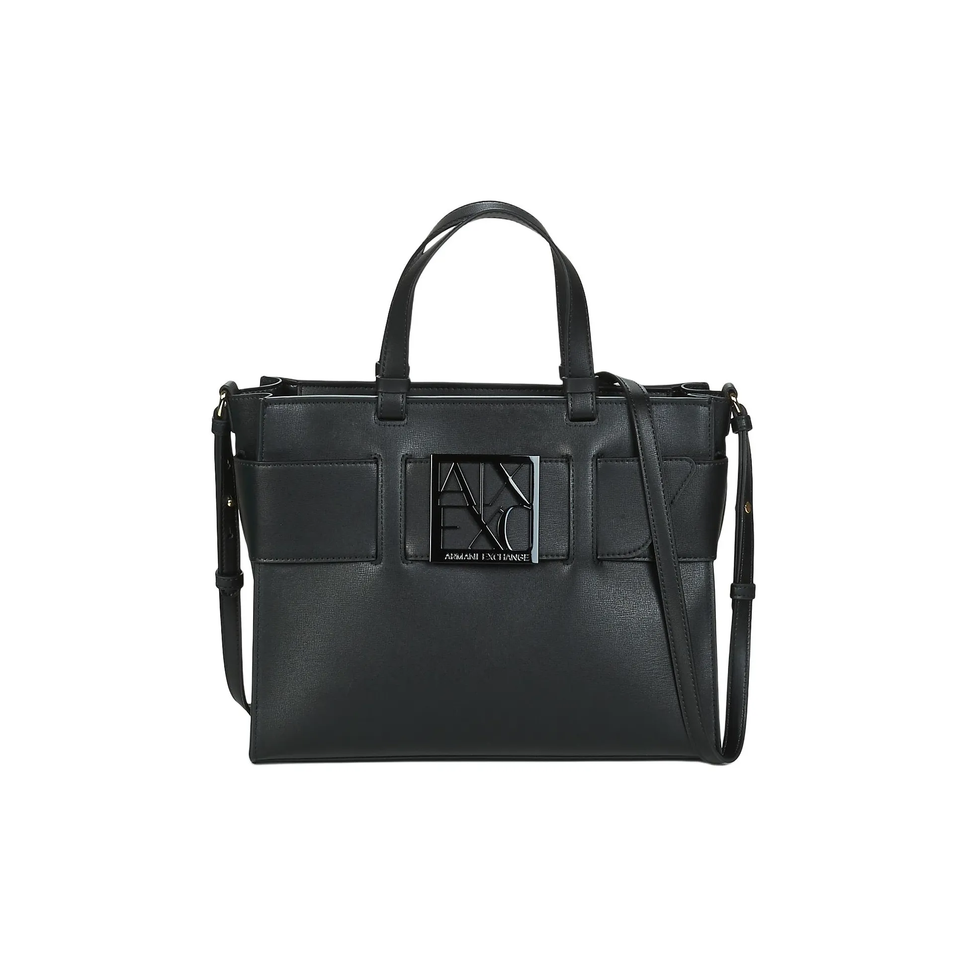 ARMANI EXCHANGEAE PU With Synthetic Leather Tote Bag, Shopping Bag, Handbag, Shoulder Bag Women's Black