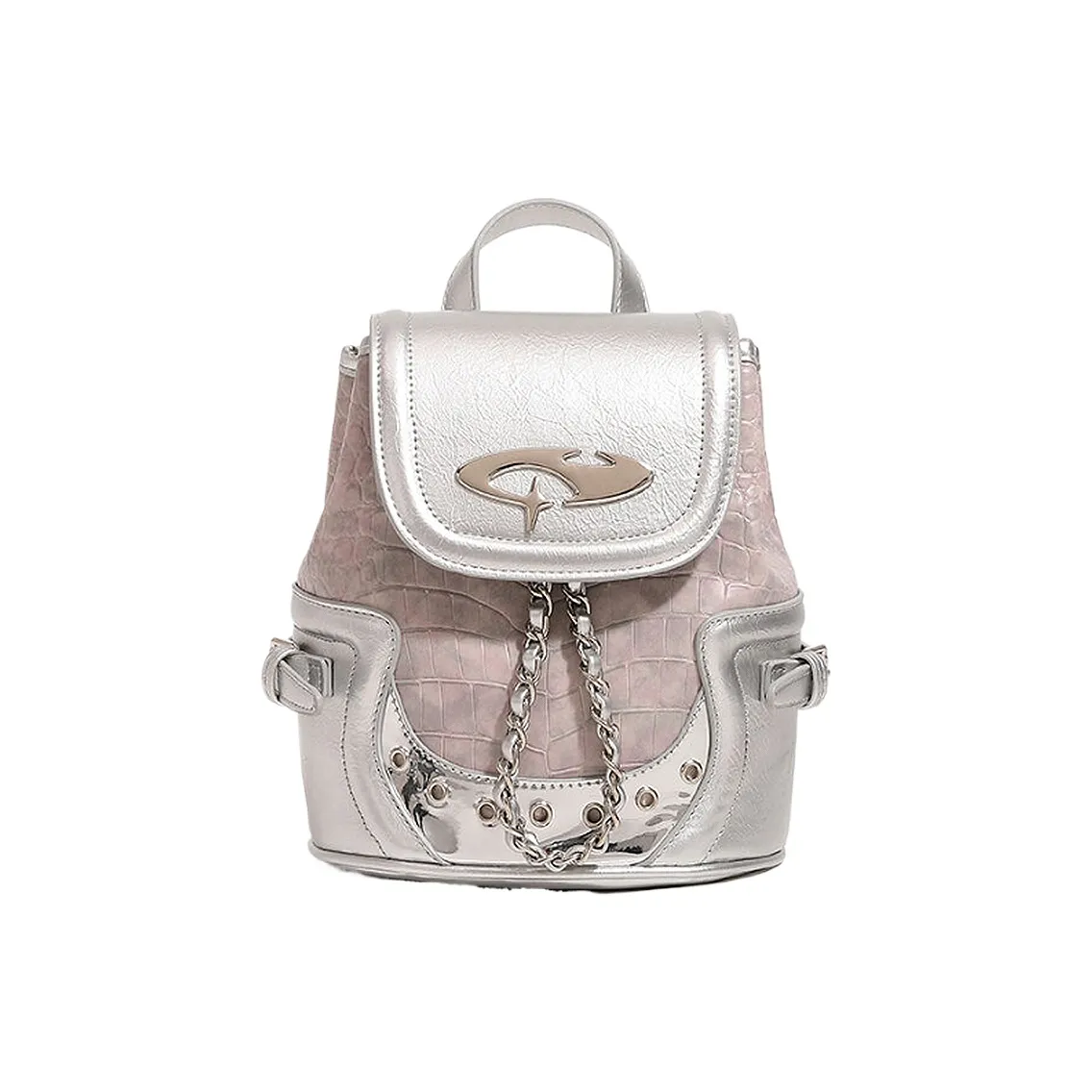 NATTY PU Travel Bags Backpacks Small Size Women's Silver/Black