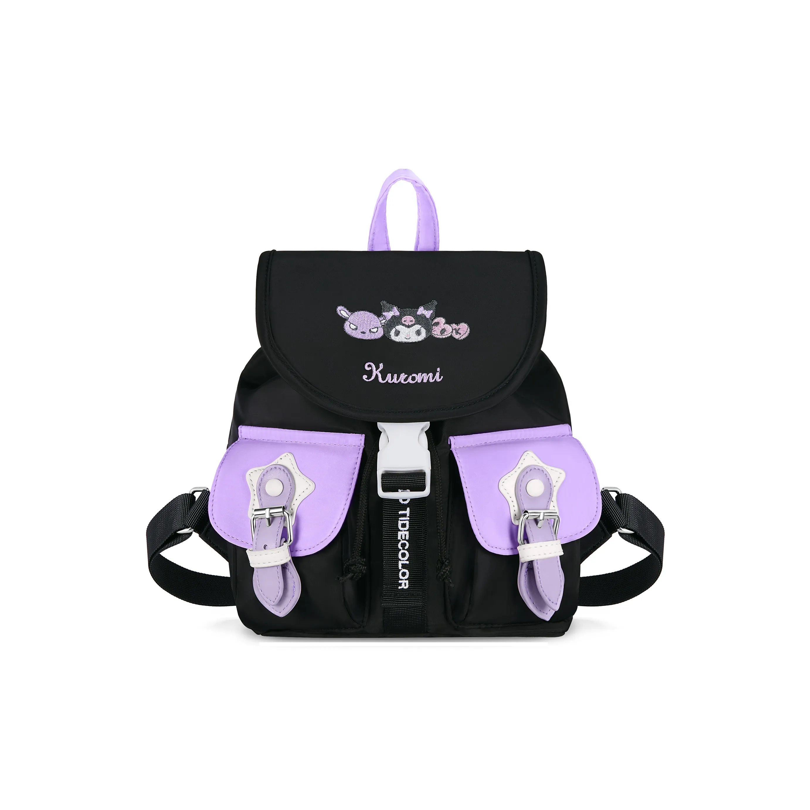 Zgo Sanrio Kulomi Polyester+PU Backpack Lightweight Backpack Regular Women's Black Purple