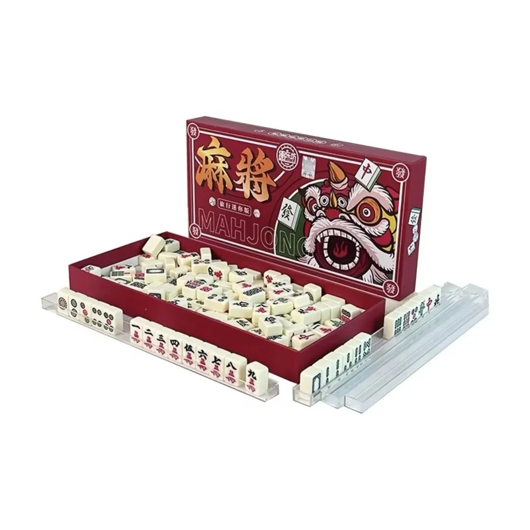 QCF Mini Mahjong Tiles Outdoor Travel Camping Dormitory Mini Portable Small Size Small Cute Board Games