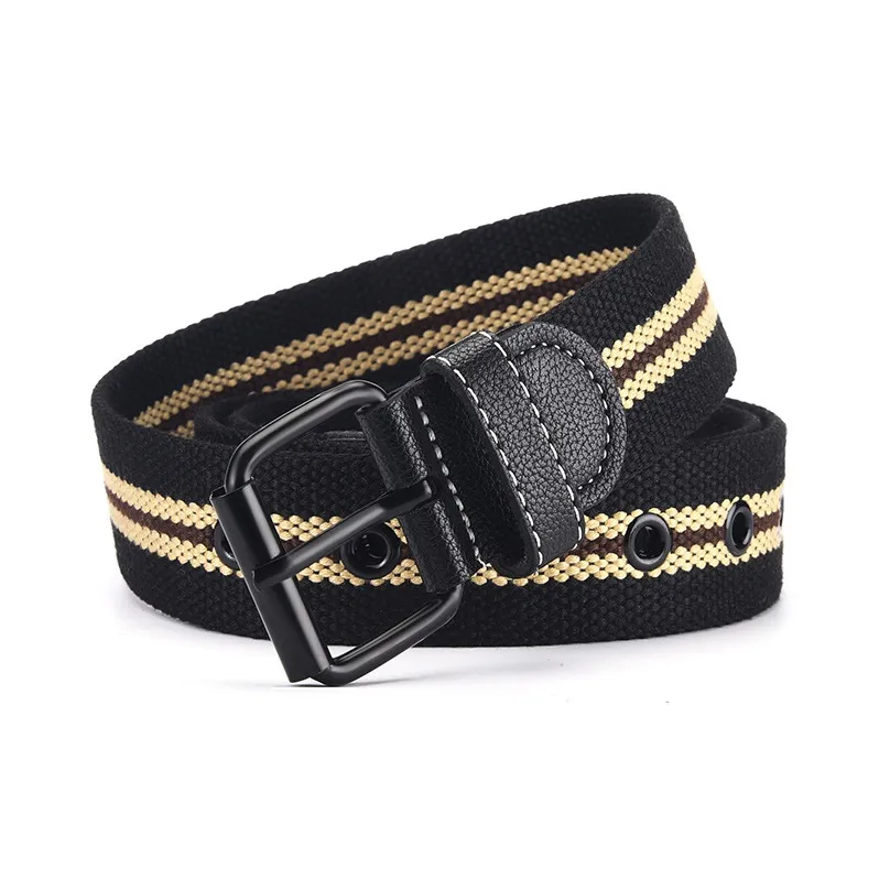 XNKW Woven Canvas Leather Belts Unisex Width 3.8cm