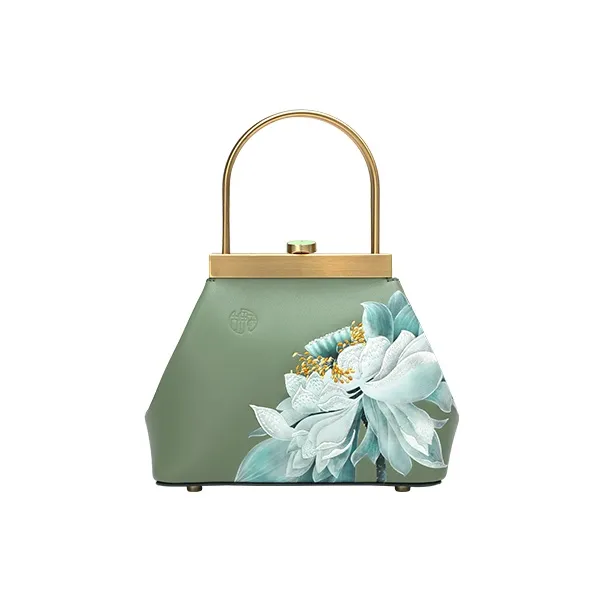 Ancient Yi Xi Коровья кожа Чонсам Мелочь Кошелек Сумка Женская Селадоновый зеленый