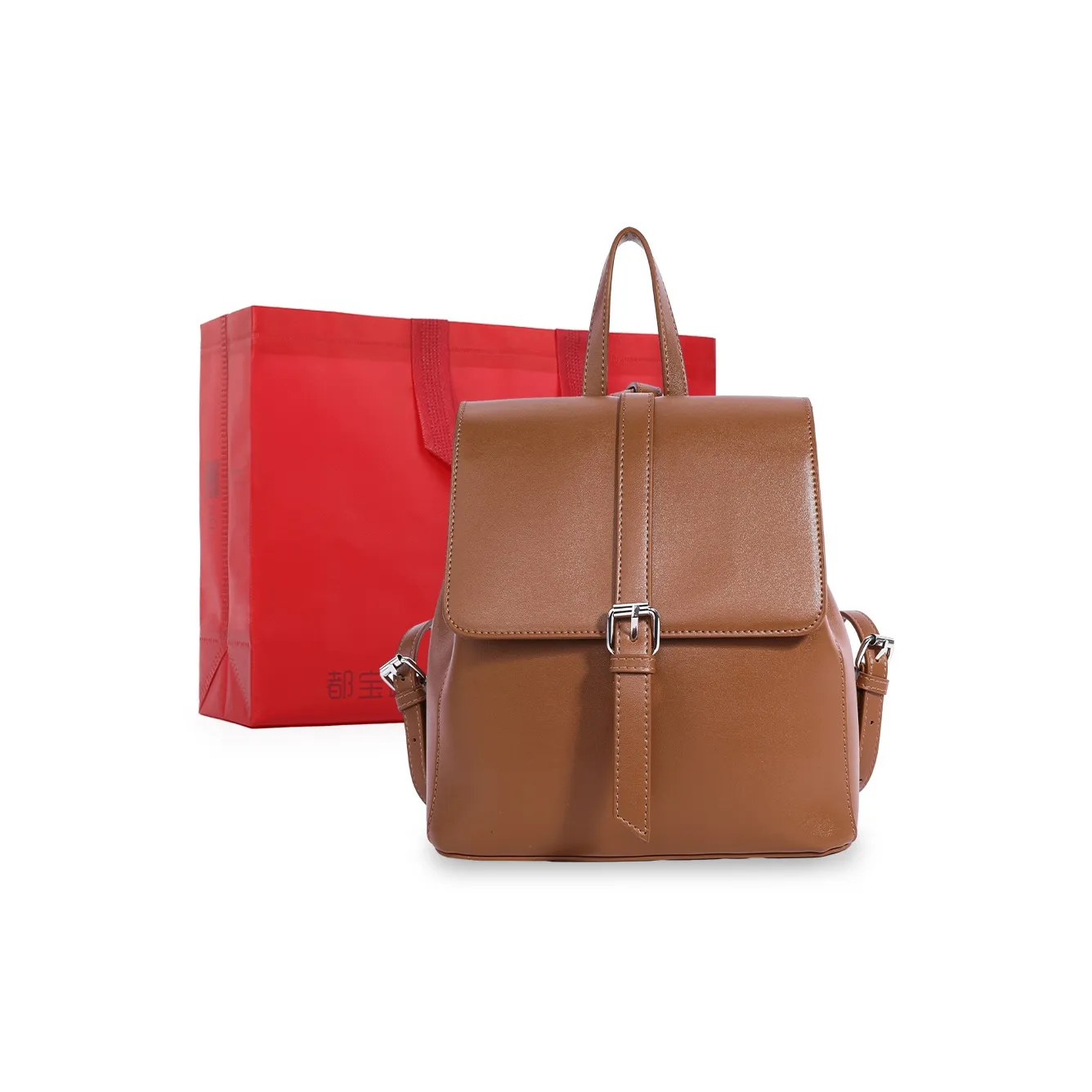 Dubaolu Synthetic Leather Carry Backpack Medium Size Women
s Brown/Apricot/Black